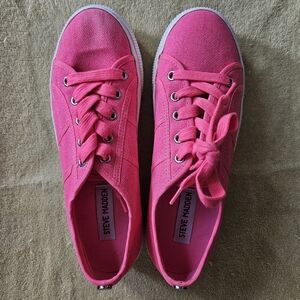 Steve Madden Hot Bright Neon Pink Platform Sneakers Tennis Shoes Size 8